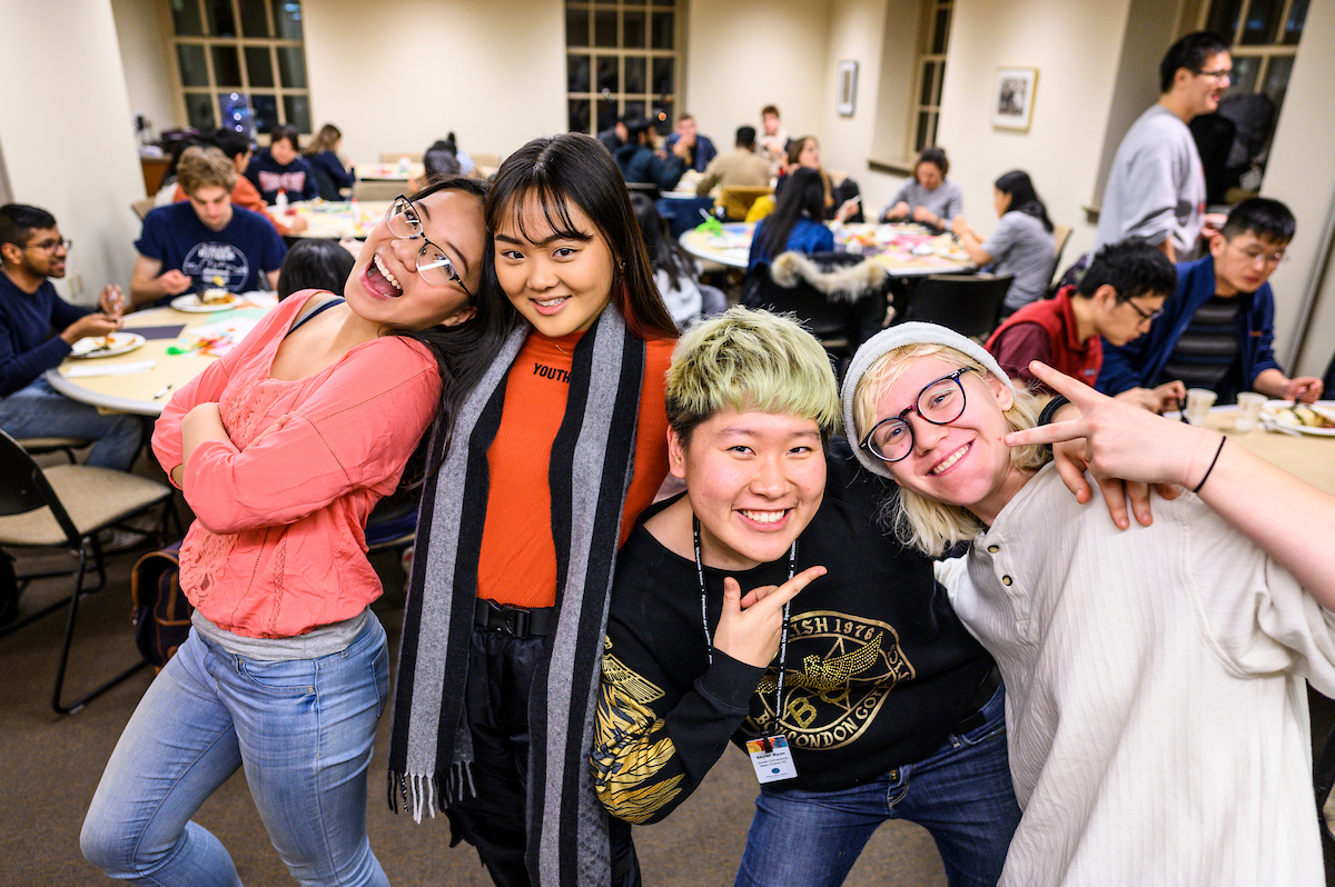 Students hanging out at a Friendsgiving event