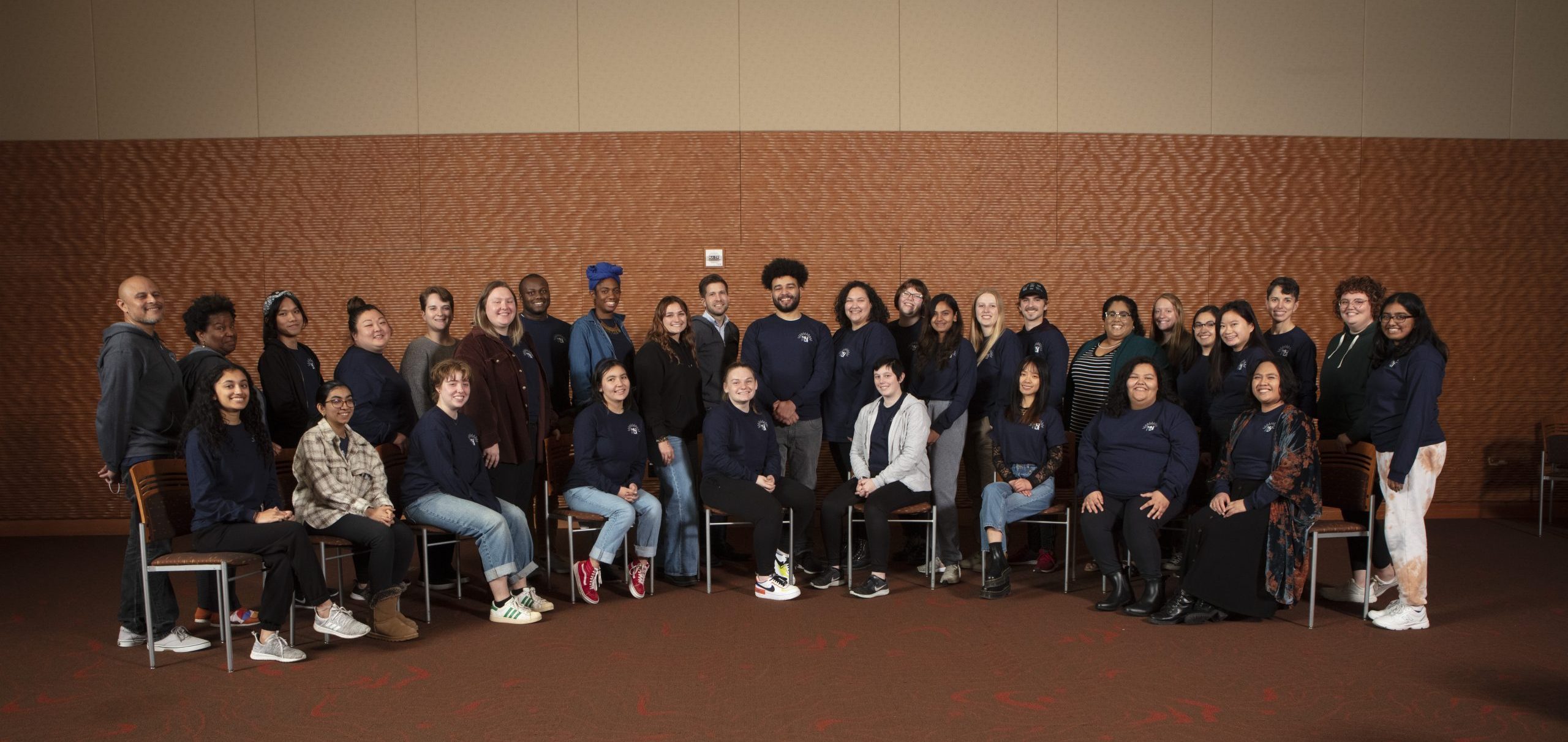 A group of around 20 students and staff who participated in the Leadership Retreat.